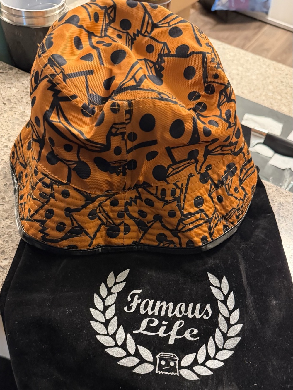 Famous Life Orange and Black Bucket Hat
